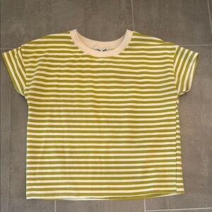 Striped Women’s  T-Shirt in Lime Green and Cream